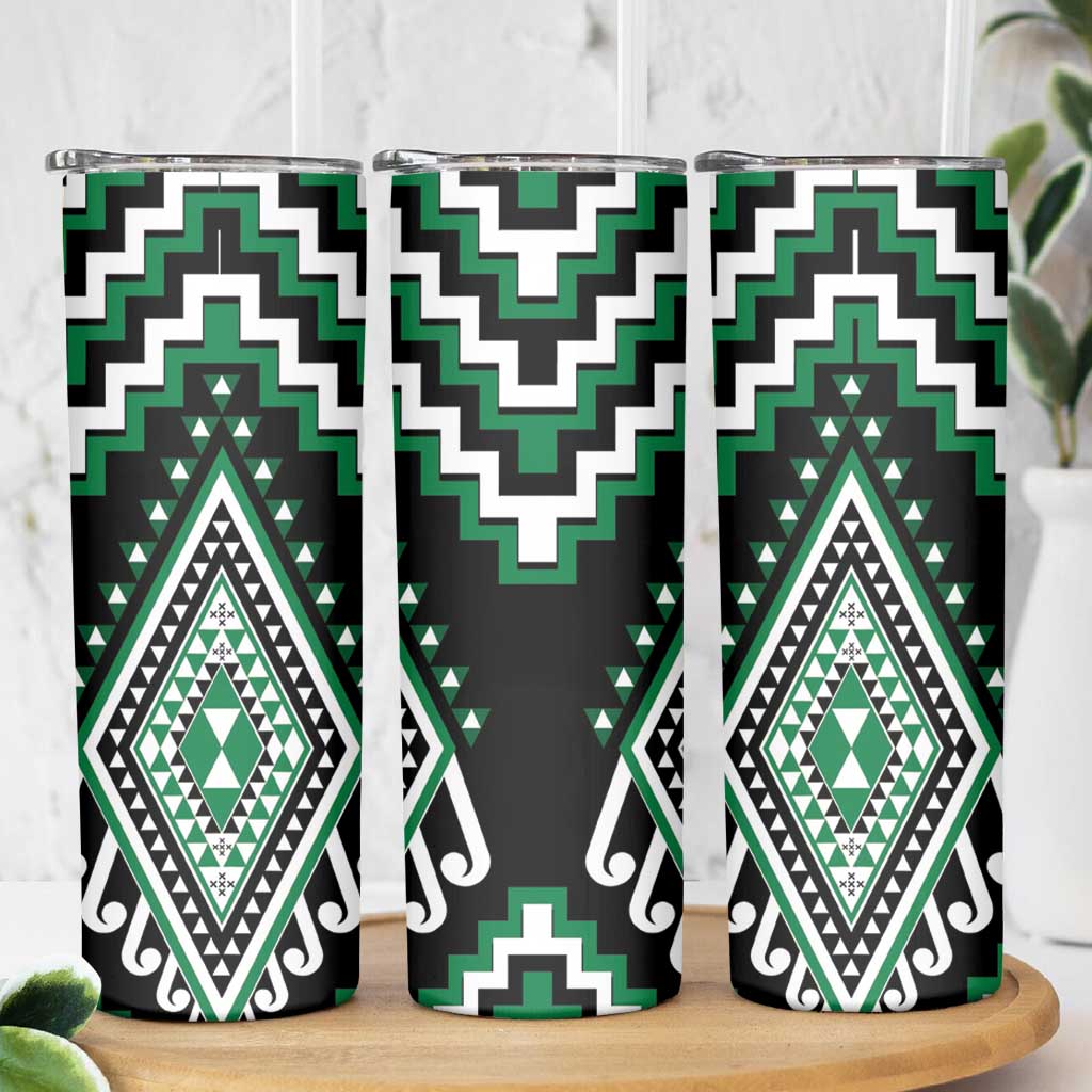 Green Aotearoa Taniko Poutama Patikitiki Skinny Tumbler LT14 - Polynesian Pride