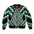 Green Aotearoa Taniko Poutama Patikitiki Sleeve Zip Bomber Jacket