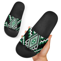 Green New Zealand Taniko Poutama Patikitiki Slide Sandals - Polynesian Pride