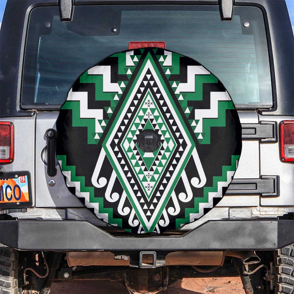 Green Aotearoa Taniko Poutama Patikitiki Spare Tire Cover LT14 Green - Polynesian Pride