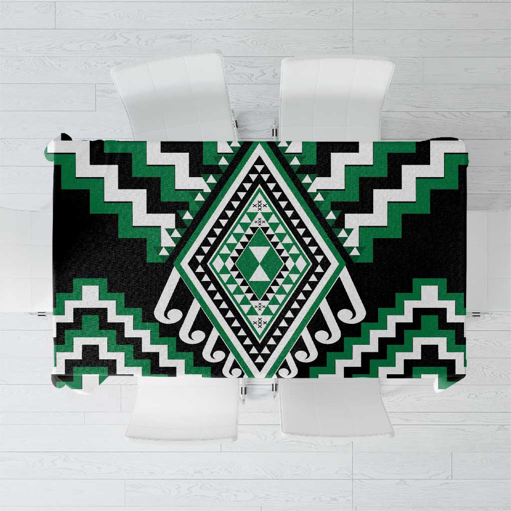 Green Aotearoa Taniko Poutama Patikitiki Tablecloth