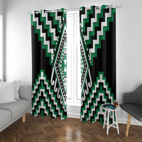 Green Aotearoa Taniko Poutama Patikitiki Window Curtain