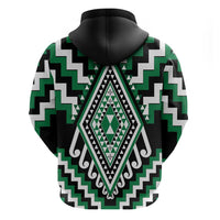 Green Aotearoa Taniko Poutama Patikitiki Zip Hoodie LT14 - Polynesian Pride