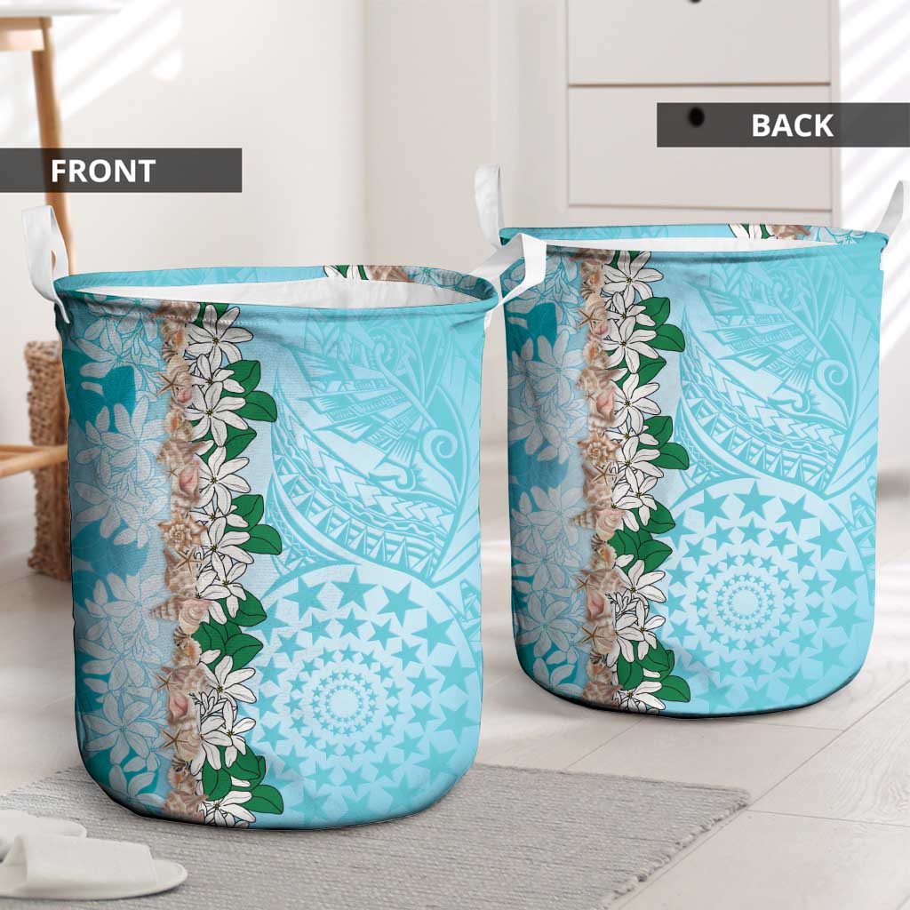 Cook Islands Tiare Maori With Conch Shell Laundry Basket Pasifika Fest Polynesian Tattoo Turquoise LT14 - Polynesian Pride