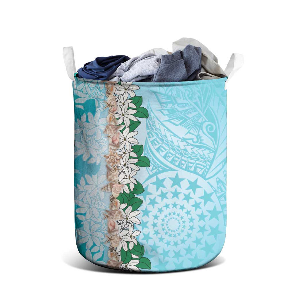 Cook Islands Tiare Maori With Conch Shell Laundry Basket Pasifika Fest Polynesian Tattoo Turquoise LT14 - Polynesian Pride