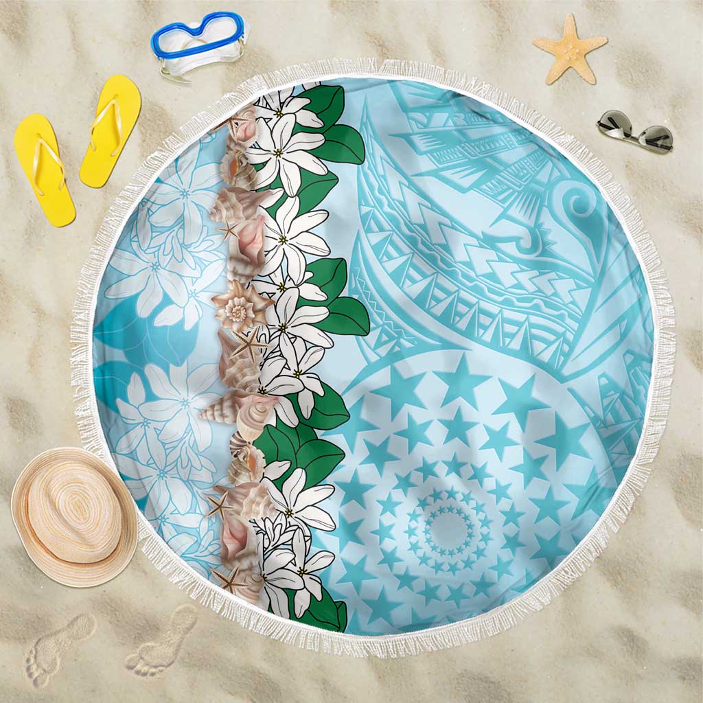 Cook Islands Tiare Maori With Conch Shell Beach Blanket Pasifika Fest Polynesian Tattoo Turquoise