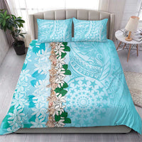 Cook Islands Tiare Maori With Conch Shell Bedding Set Pasifika Fest Polynesian Tattoo Turquoise