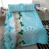 Cook Islands Tiare Maori With Conch Shell Bedding Set Pasifika Fest Polynesian Tattoo Turquoise