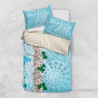 Cook Islands Tiare Maori With Conch Shell Bedding Set Pasifika Fest Polynesian Tattoo Turquoise