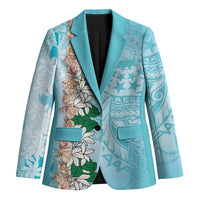 Cook Islands Tiare Maori With Conch Shell Blazer Pasifika Fest Polynesian Tattoo Turquoise