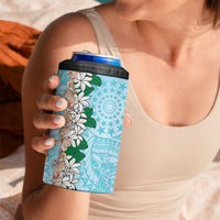 Cook Islands Tiare Maori With Conch Shell 4 in 1 Can Cooler Tumbler Pasifika Fest Polynesian Tattoo Turquoise