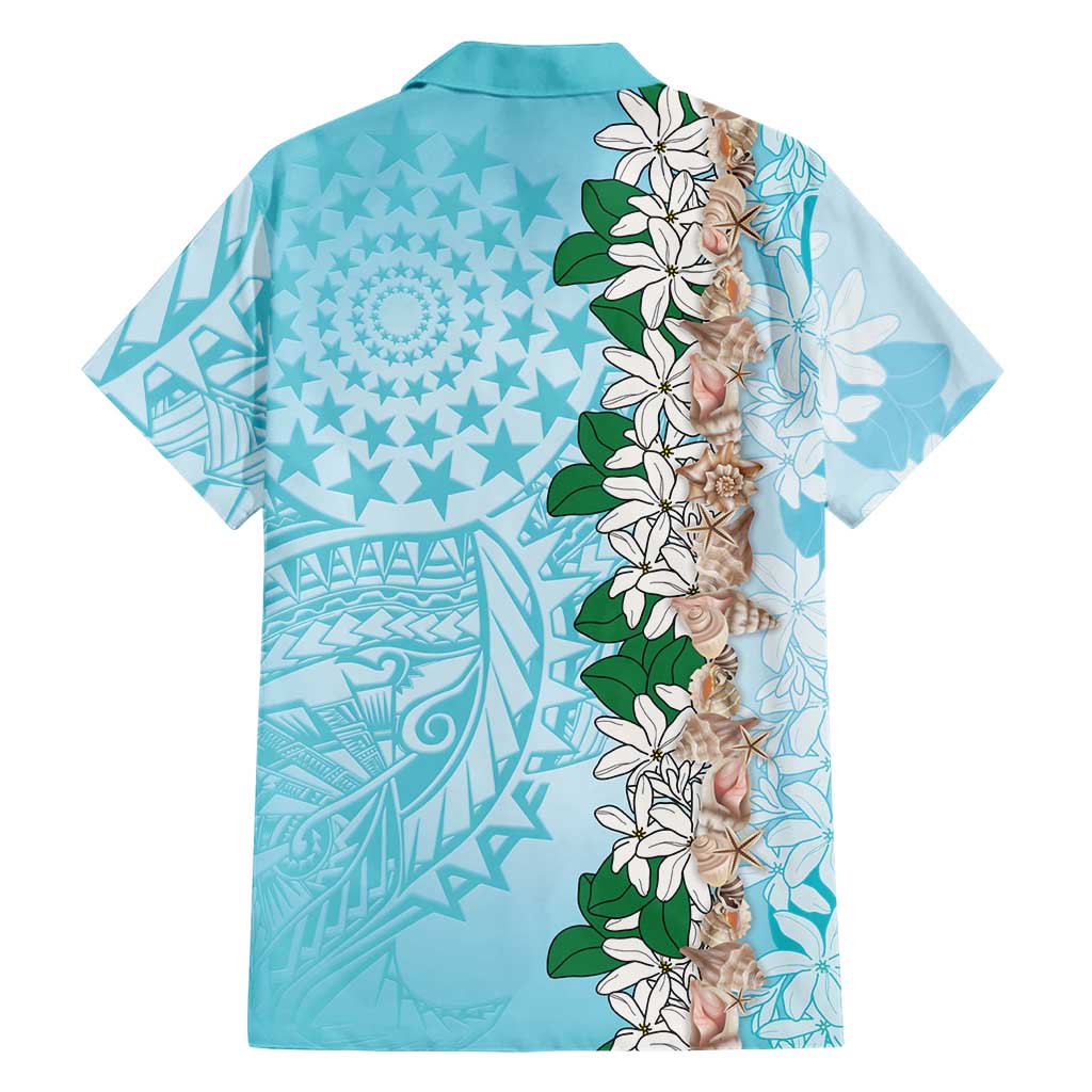 Cook Islands Tiare Maori With Conch Shell Family Matching Long Sleeve Bodycon Dress and Hawaiian Shirt Pasifika Fest Polynesian Tattoo Turquoise LT14 - Polynesian Pride