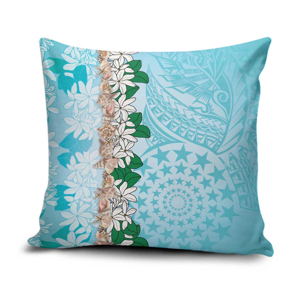 Cook Islands Tiare Maori With Conch Shell Pillow Cover Pasifika Fest Polynesian Tattoo Turquoise