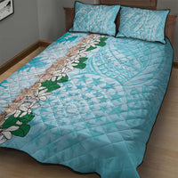 Cook Islands Tiare Maori With Conch Shell Quilt Bed Set Pasifika Fest Polynesian Tattoo Turquoise LT14 - Polynesian Pride