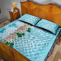 Cook Islands Tiare Maori With Conch Shell Quilt Bed Set Pasifika Fest Polynesian Tattoo Turquoise LT14 - Polynesian Pride