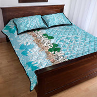 Cook Islands Tiare Maori With Conch Shell Quilt Bed Set Pasifika Fest Polynesian Tattoo Turquoise LT14 - Polynesian Pride
