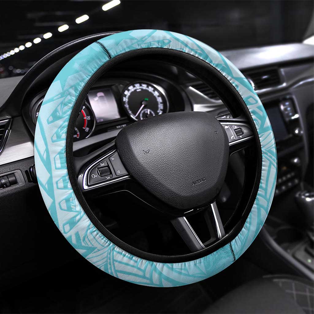 Cook Islands Tiare Maori With Conch Shell Steering Wheel Cover Pasifika Fest Polynesian Tattoo Turquoise