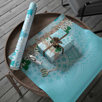 Cook Islands Tiare Maori With Conch Shell Wrapping Paper Pasifika Fest Polynesian Tattoo Turquoise LT14 - Polynesian Pride