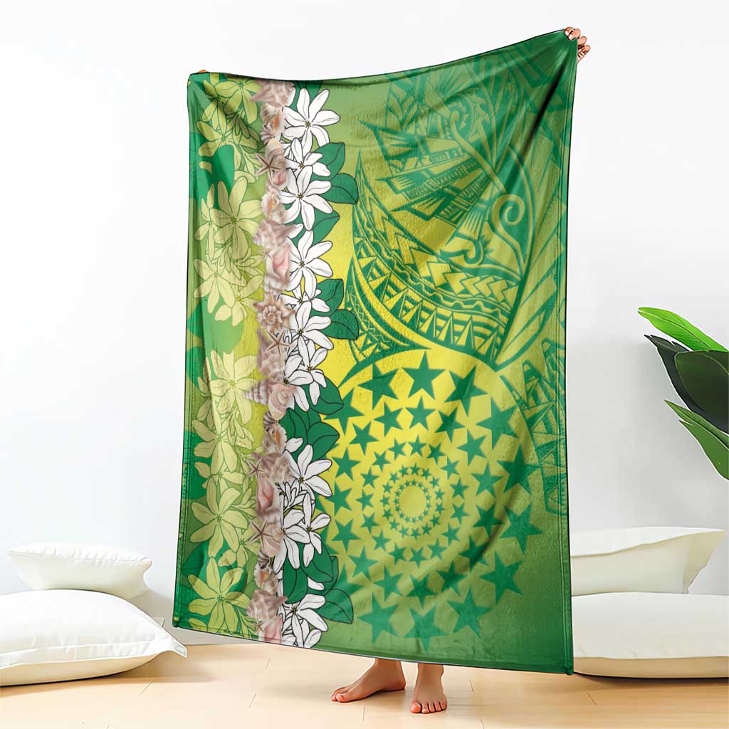 Cook Islands Tiare Maori With Conch Shell Blanket Pasifika Fest Polynesian Tattoo Green
