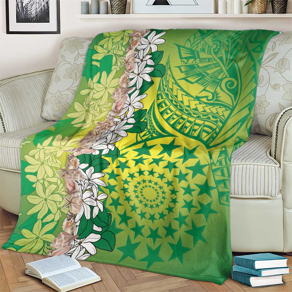Cook Islands Tiare Maori With Conch Shell Blanket Pasifika Fest Polynesian Tattoo Green