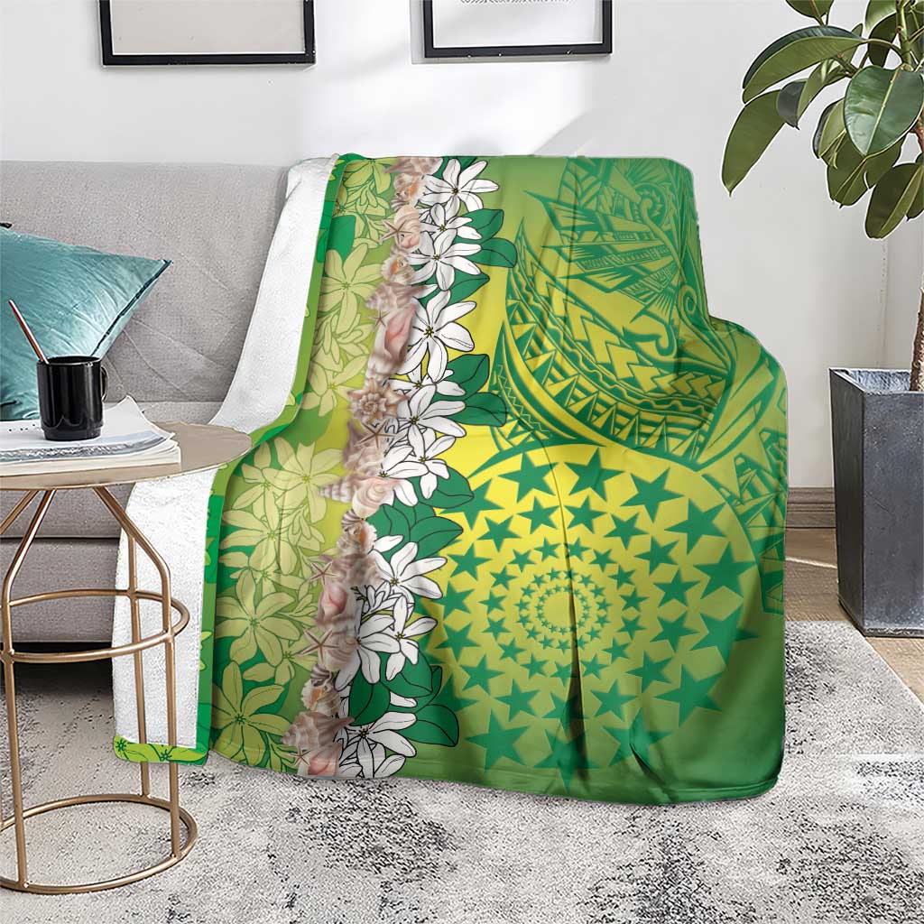 Cook Islands Tiare Maori With Conch Shell Blanket Pasifika Fest Polynesian Tattoo Green