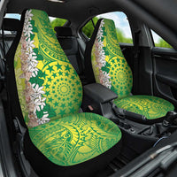Cook Islands Tiare Maori With Conch Shell Car Seat Cover Pasifika Fest Polynesian Tattoo Green LT14 One Size Green - Polynesian Pride
