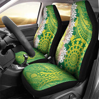 Cook Islands Tiare Maori With Conch Shell Car Seat Cover Pasifika Fest Polynesian Tattoo Green LT14 - Polynesian Pride