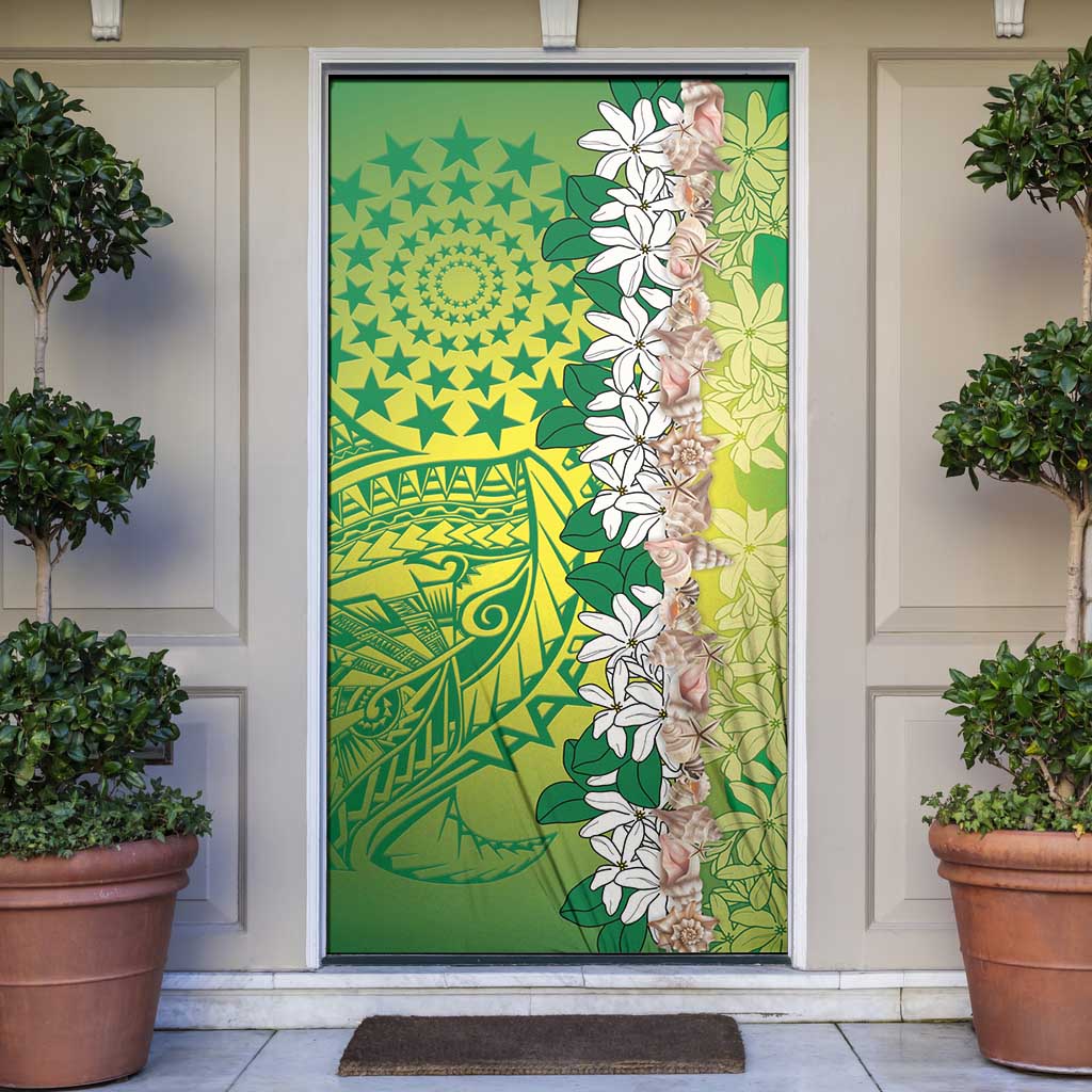 Cook Islands Tiare Maori With Conch Shell Door Cover Pasifika Fest Polynesian Tattoo Green