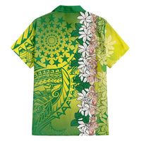 Cook Islands Tiare Maori With Conch Shell Family Matching Short Sleeve Bodycon Dress and Hawaiian Shirt Pasifika Fest Polynesian Tattoo Green LT14 - Polynesian Pride