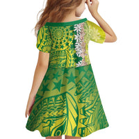 Cook Islands Tiare Maori With Conch Shell Family Matching Tank Maxi Dress and Hawaiian Shirt Pasifika Fest Polynesian Tattoo Green LT14 - Polynesian Pride
