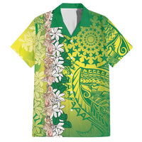 Cook Islands Tiare Maori With Conch Shell Hawaiian Shirt Pasifika Fest Polynesian Tattoo Green