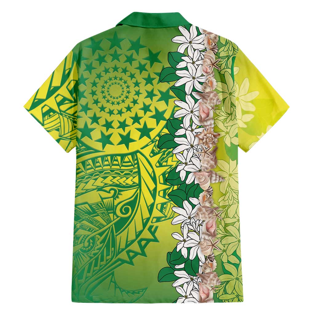 Cook Islands Tiare Maori With Conch Shell Hawaiian Shirt Pasifika Fest Polynesian Tattoo Green