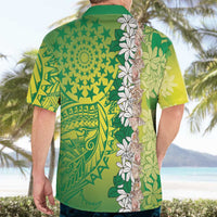 Cook Islands Tiare Maori With Conch Shell Hawaiian Shirt Pasifika Fest Polynesian Tattoo Green