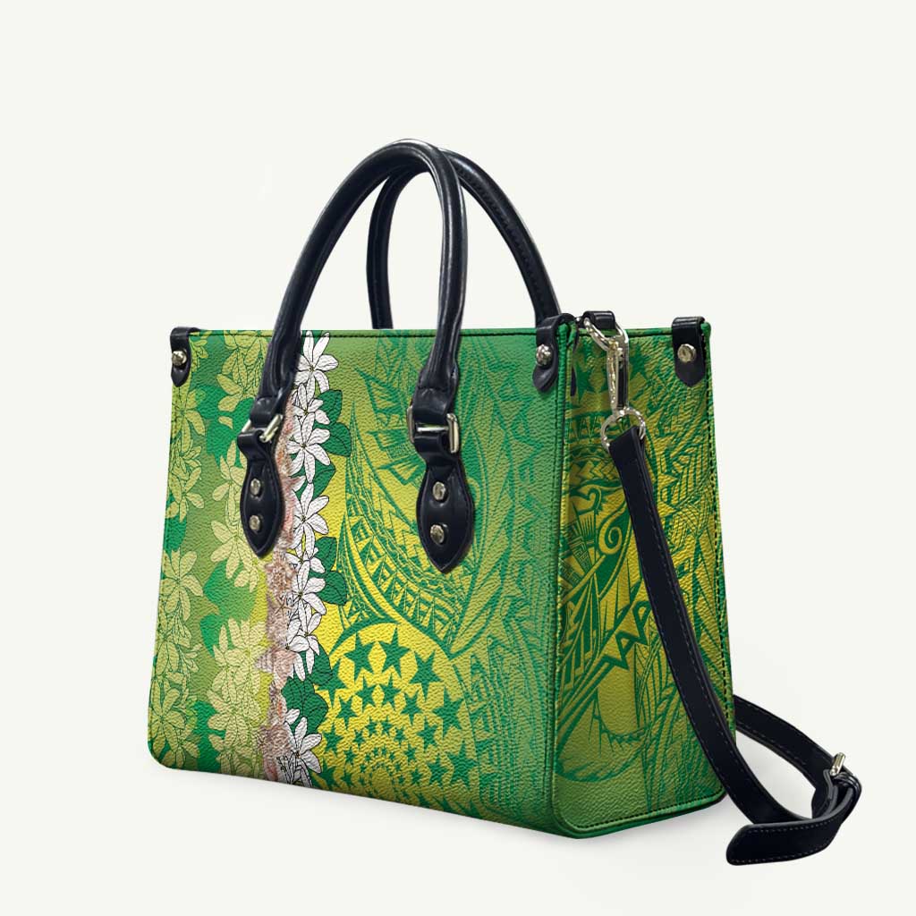 Cook Islands Tiare Maori With Conch Shell Leather Bag Pasifika Fest Polynesian Tattoo Green