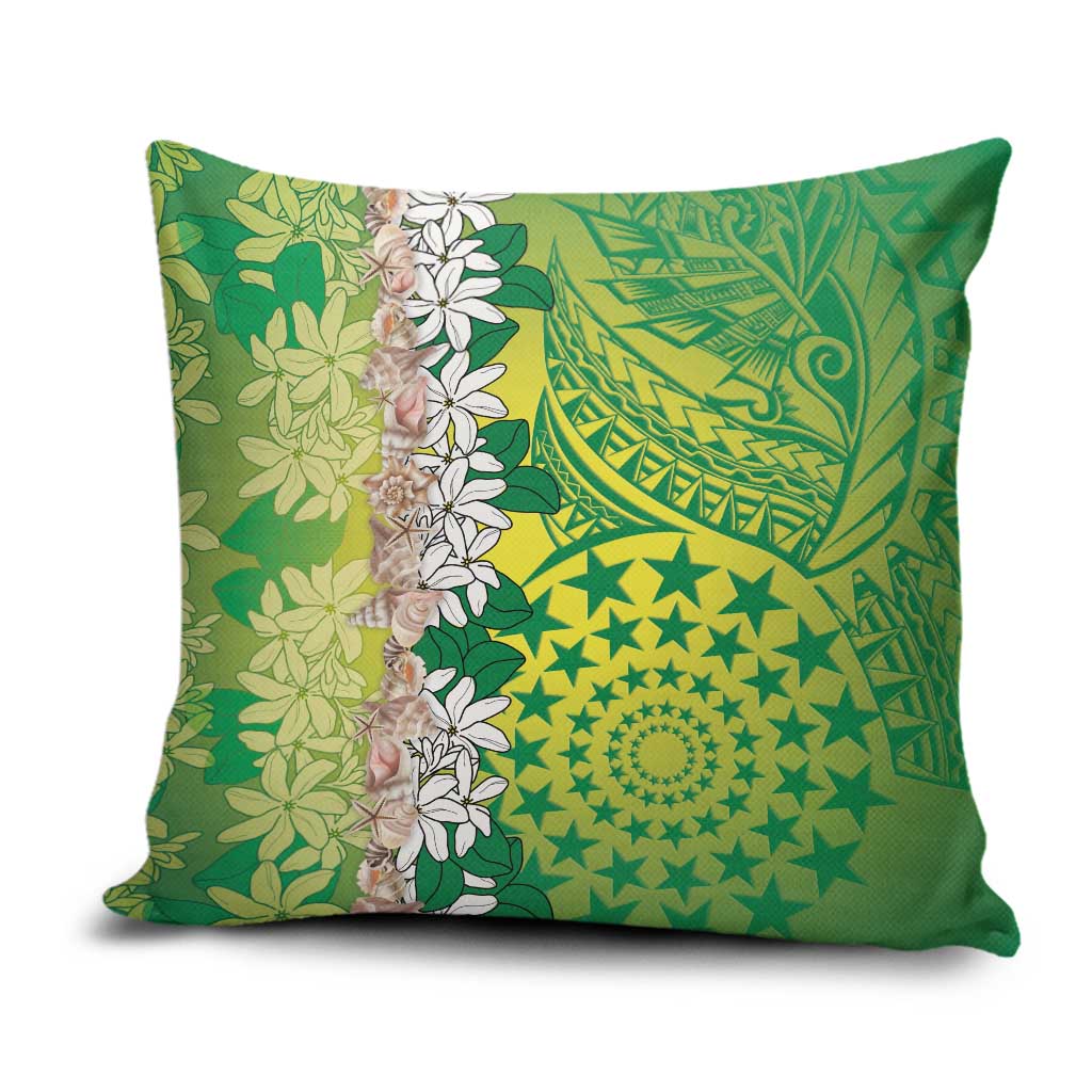 Cook Islands Tiare Maori With Conch Shell Pillow Cover Pasifika Fest Polynesian Tattoo Green