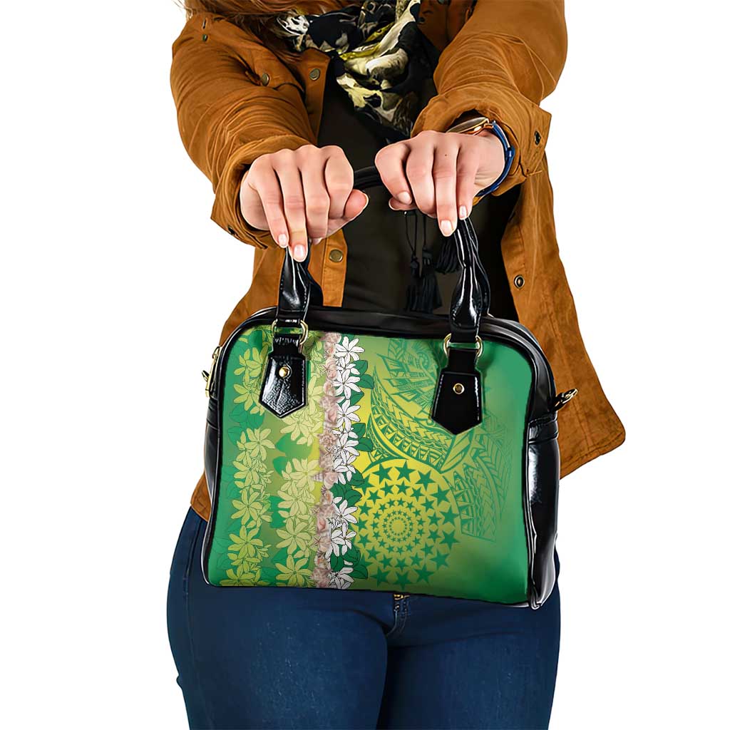 Cook Islands Tiare Maori With Conch Shell Shoulder Handbag Pasifika Fest Polynesian Tattoo Green LT14 One Size Green - Polynesian Pride