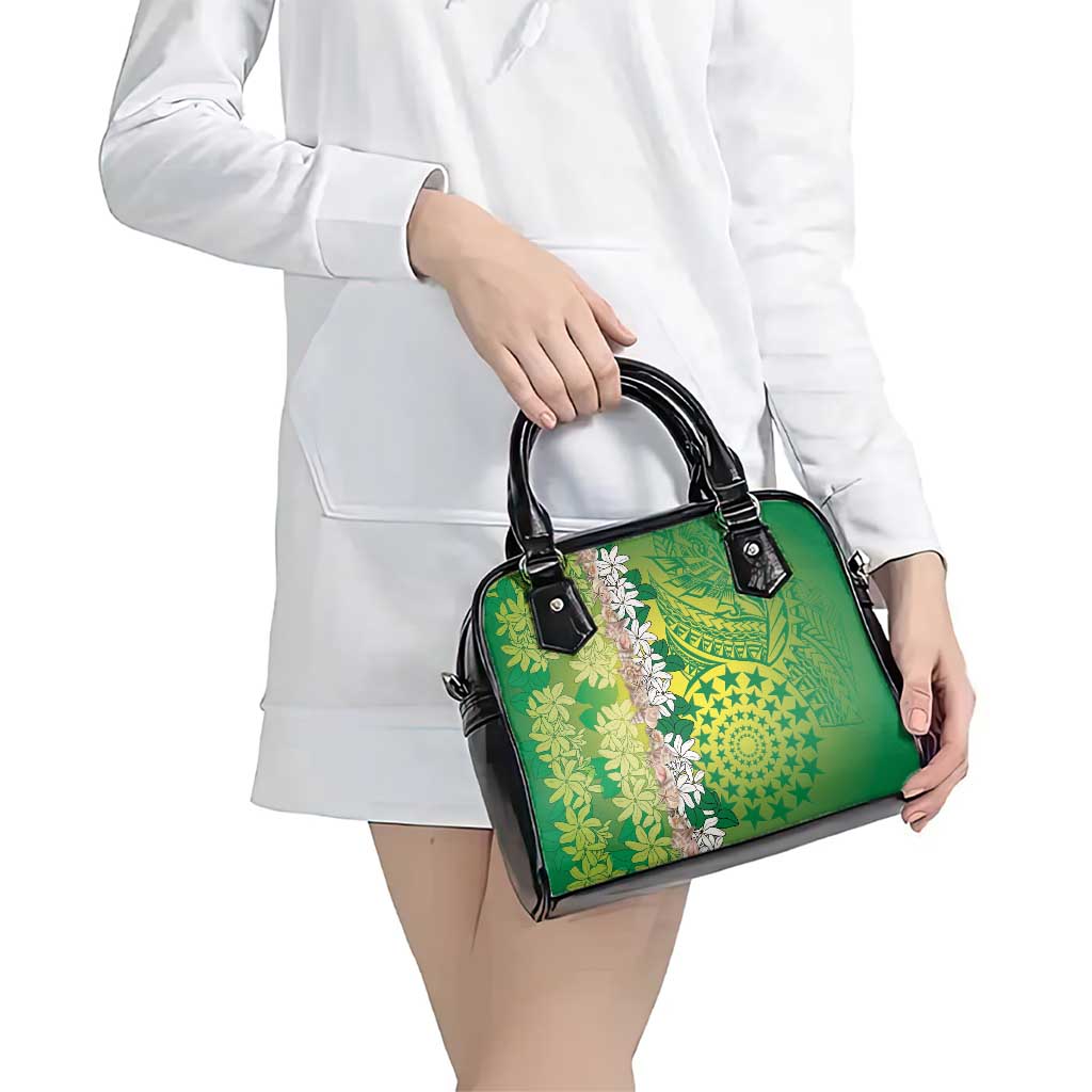 Cook Islands Tiare Maori With Conch Shell Shoulder Handbag Pasifika Fest Polynesian Tattoo Green LT14 - Polynesian Pride