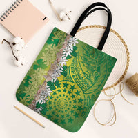 Cook Islands Tiare Maori With Conch Shell Tote Bag Pasifika Fest Polynesian Tattoo Green LT14 Black Strap One Size Green - Polynesian Pride