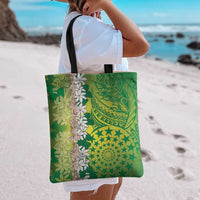 Cook Islands Tiare Maori With Conch Shell Tote Bag Pasifika Fest Polynesian Tattoo Green LT14 - Polynesian Pride