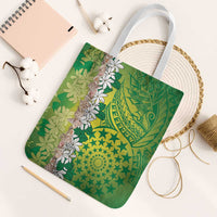 Cook Islands Tiare Maori With Conch Shell Tote Bag Pasifika Fest Polynesian Tattoo Green LT14 White Strap One Size Green - Polynesian Pride