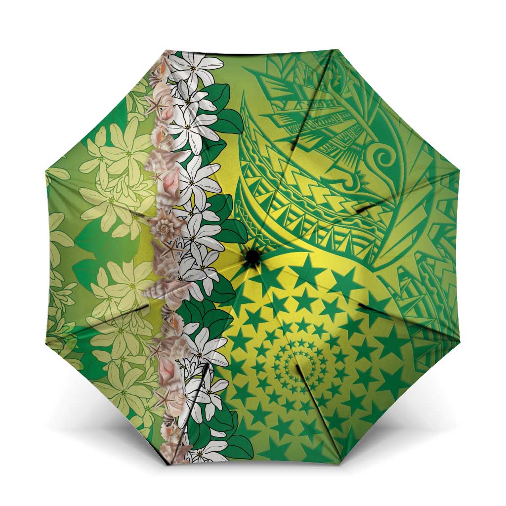 Cook Islands Tiare Maori With Conch Shell Umbrella Pasifika Fest Polynesian Tattoo Green
