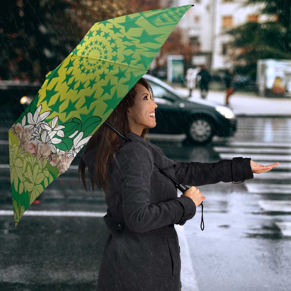 Cook Islands Tiare Maori With Conch Shell Umbrella Pasifika Fest Polynesian Tattoo Green