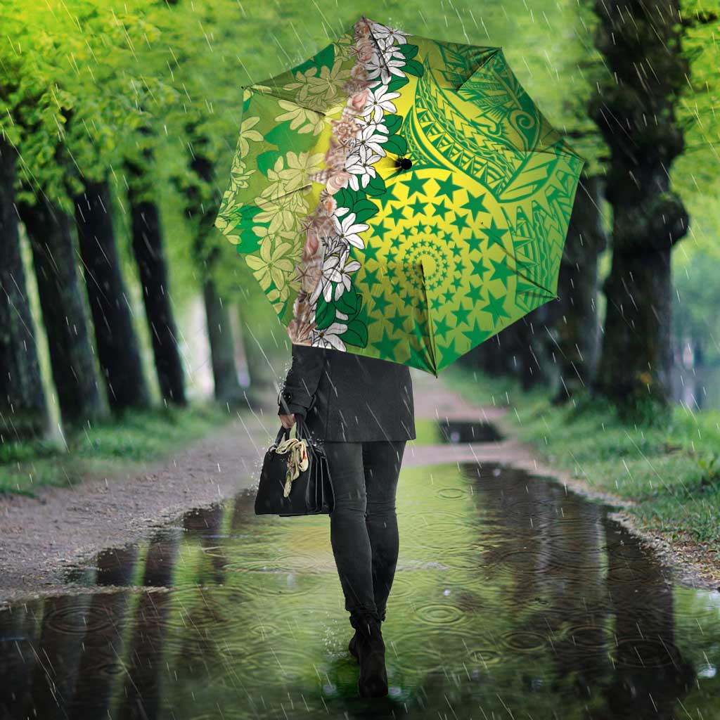 Cook Islands Tiare Maori With Conch Shell Umbrella Pasifika Fest Polynesian Tattoo Green