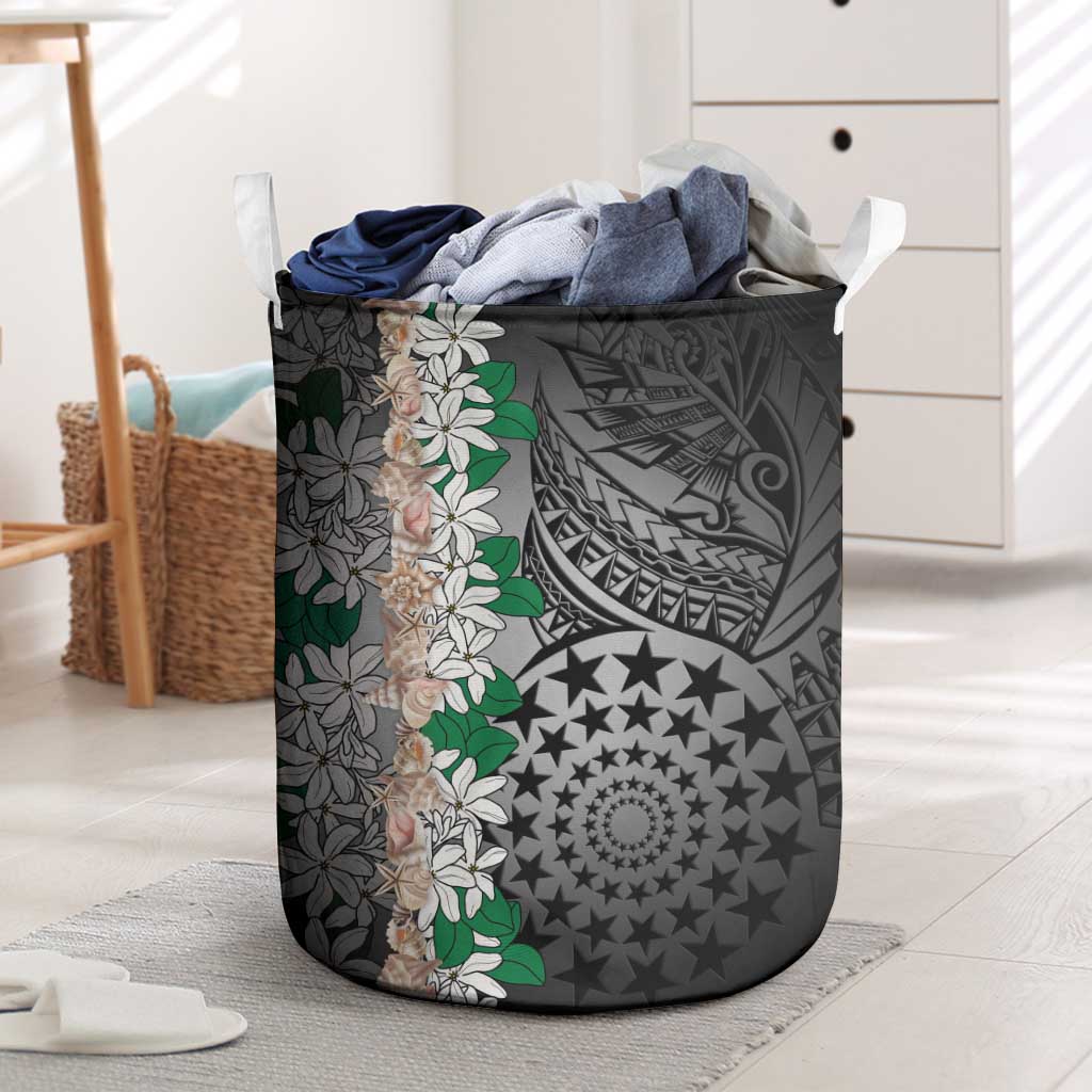 Cook Islands Tiare Maori With Conch Shell Laundry Basket Pasifika Fest Polynesian Tattoo Black LT14 Black - Polynesian Pride