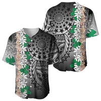 Cook Islands Tiare Maori With Conch Shell Baseball Jersey Pasifika Fest Polynesian Tattoo Black LT14 - Polynesian Pride