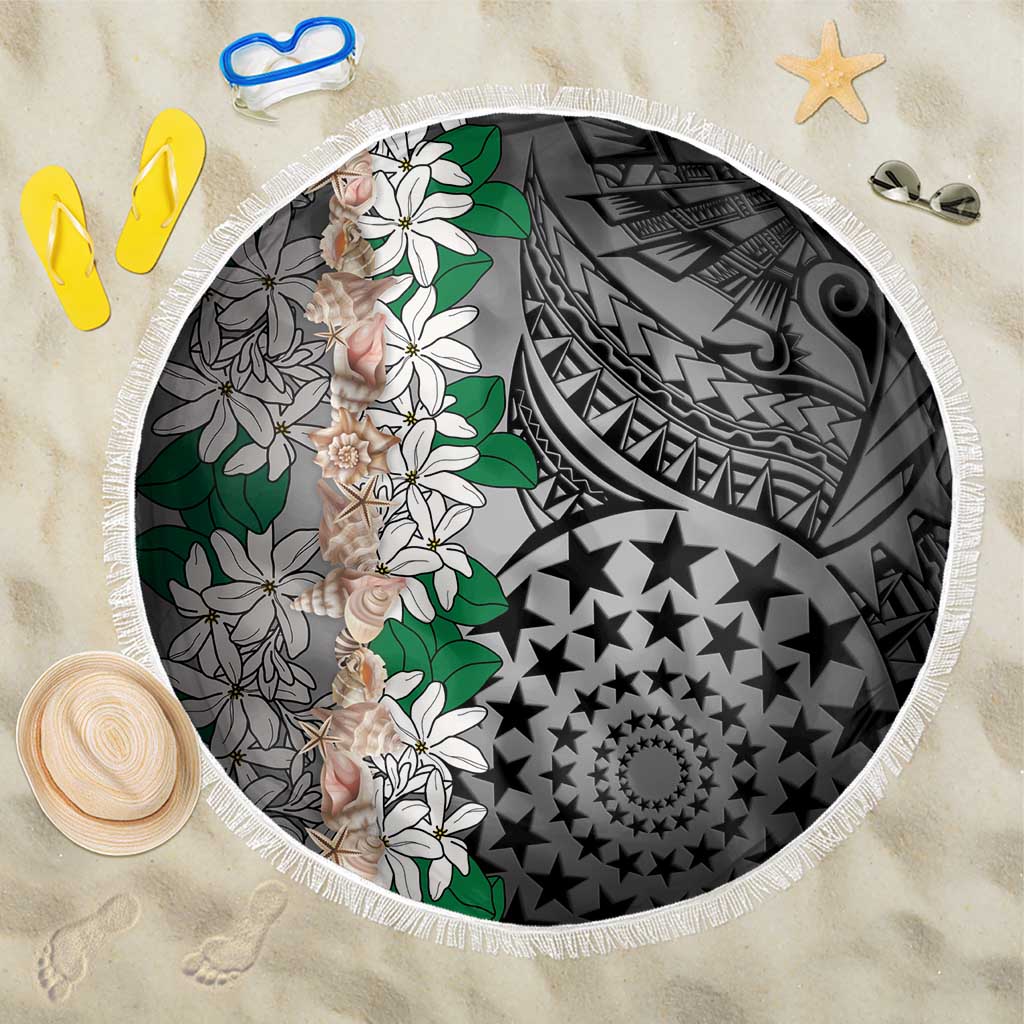 Cook Islands Tiare Maori With Conch Shell Beach Blanket Pasifika Fest Polynesian Tattoo Black