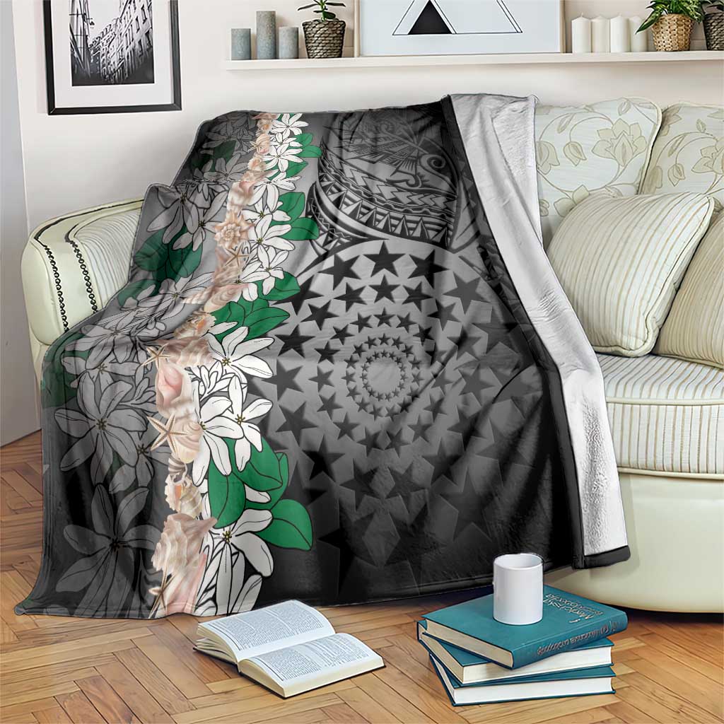 Cook Islands Tiare Maori With Conch Shell Blanket Pasifika Fest Polynesian Tattoo Black