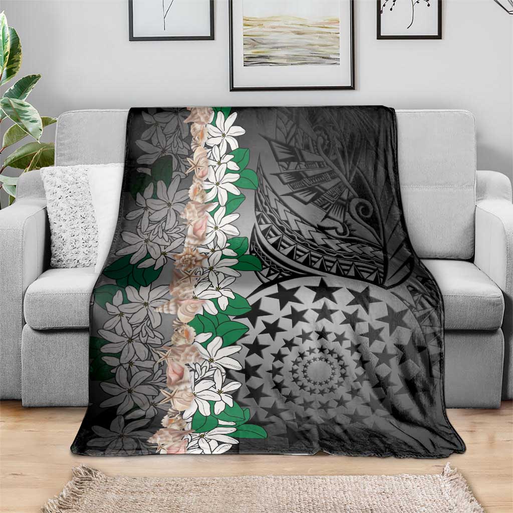 Cook Islands Tiare Maori With Conch Shell Blanket Pasifika Fest Polynesian Tattoo Black