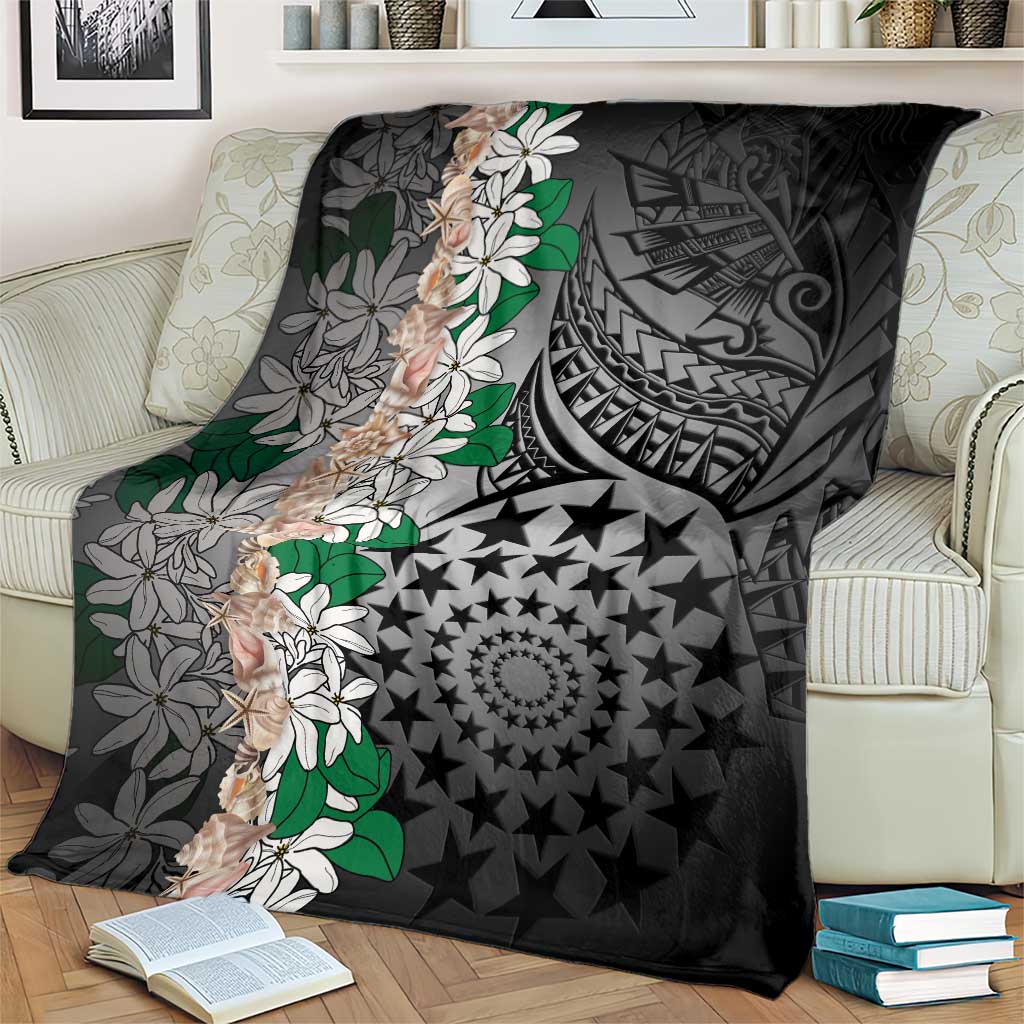 Cook Islands Tiare Maori With Conch Shell Blanket Pasifika Fest Polynesian Tattoo Black