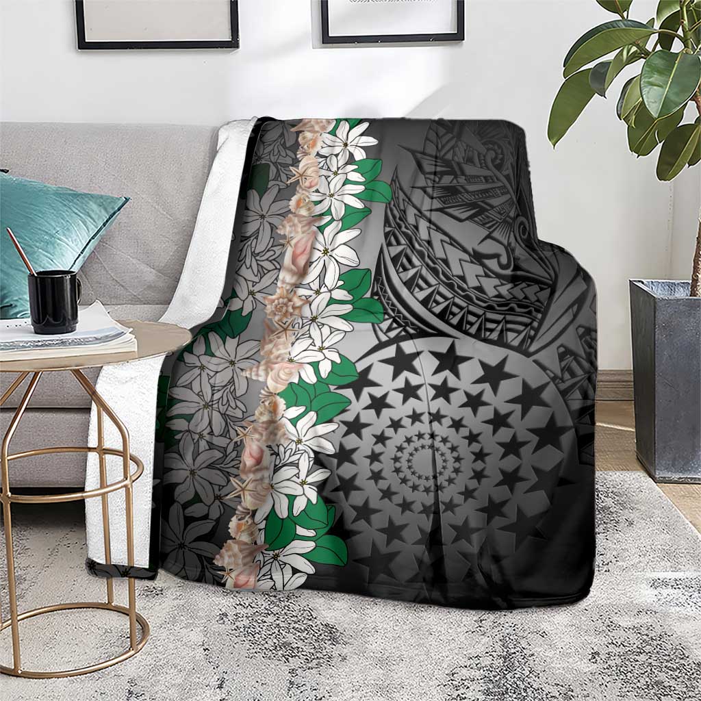 Cook Islands Tiare Maori With Conch Shell Blanket Pasifika Fest Polynesian Tattoo Black